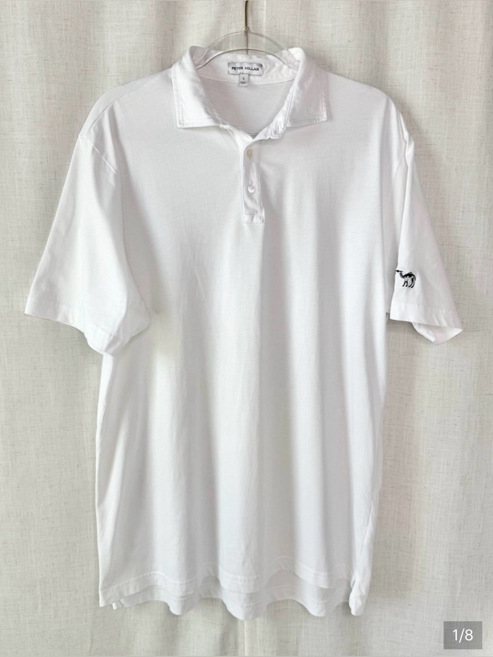 🌿Peter Millar Cotton Polo Shirt Kissing Camels Golf Club White Size Large